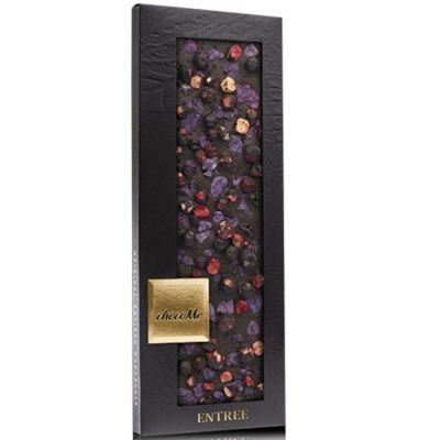 Горький шоколад ChocoMe B107, Mорская соль с красным вином, ягоды черной смородины, лепестки фиалки, 110 г Горький шоколад ChocoMe B107, Mорская соль с красным вином, ягоды черной смородины, лепестки фиалки, 110 г