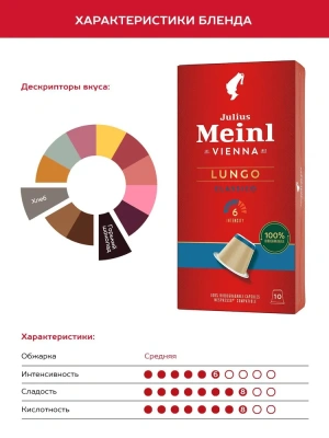 Кофе в капсулах Julius Meinl Lungo Classico BIO,10 шт.